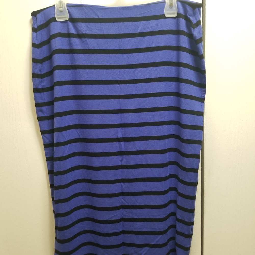 Old Navy Blue and Black Striped Midi Skirt